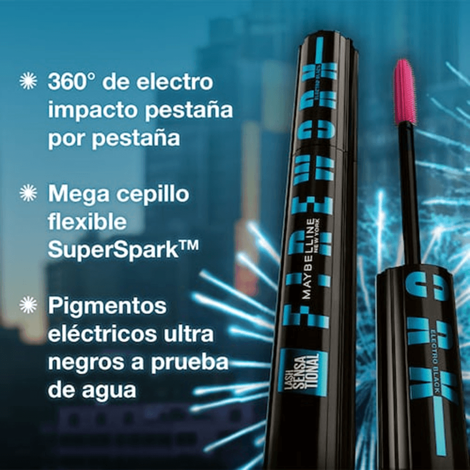 Pestañina Maybelline Lash Sensational Firework Electro Black Waterproof 7.2ml
