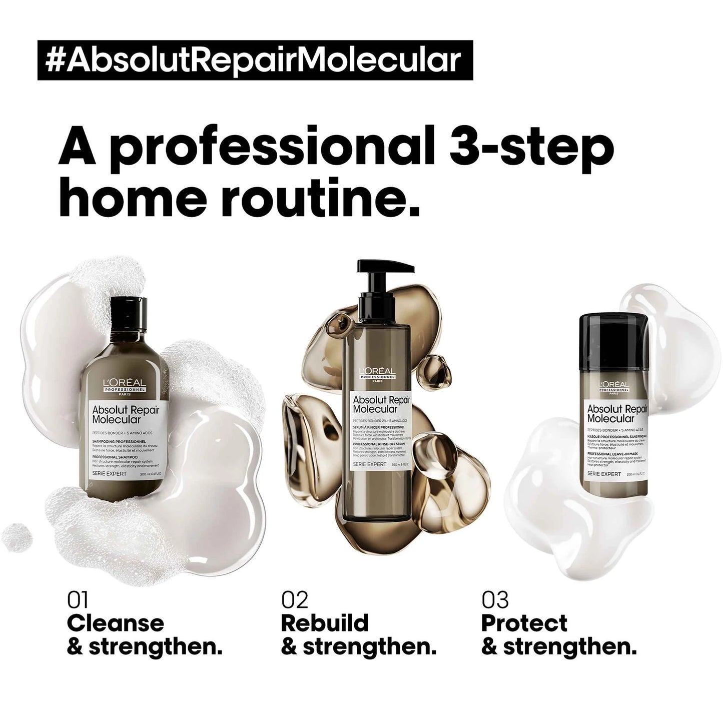Mascarilla Absolut Repair Molecular sin enjuague de reparación molecular para cabello dañado Loreal 100ml