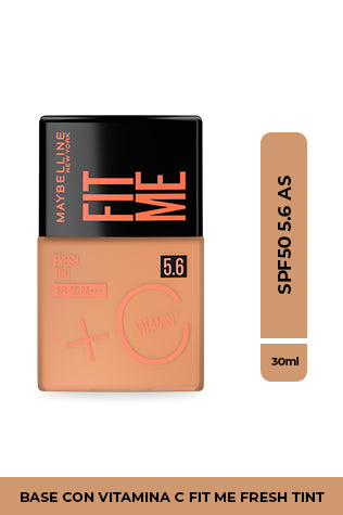 Base Fit Me Maybelline Protección solar SPF 50 + Vitamina C FIT ME FRESH TINT Base Fit Me Maybelline Protección solar SPF 50 + Vitamina C FIT ME FRESH TINT