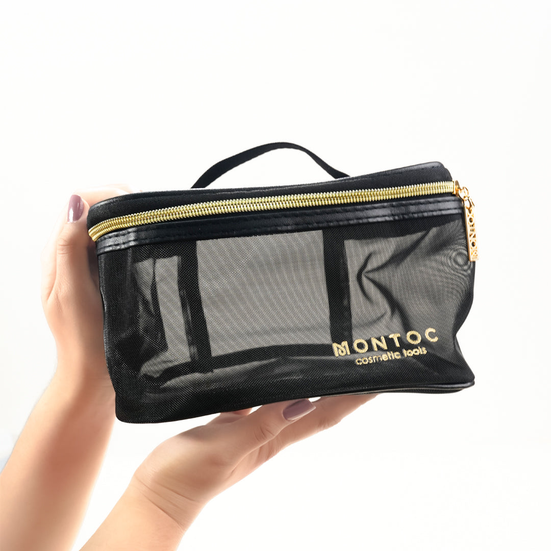 Cosmetiquera de Montoc negra con cierre dorado MN0152 Cosmetiquera de Montoc negra con cierre dorado MN0152