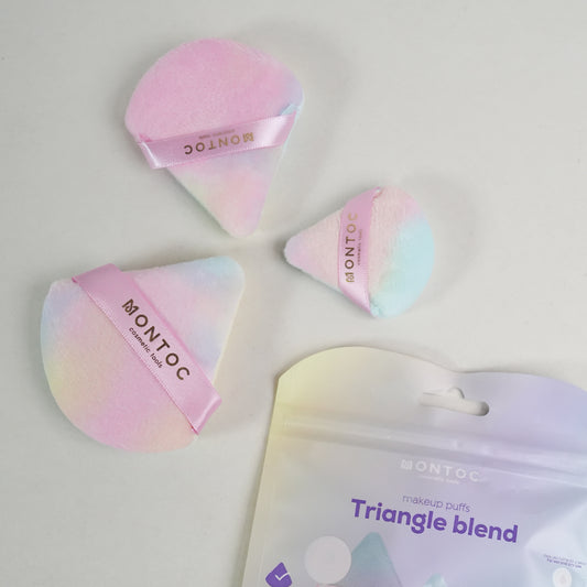 Set de borlas triangulares para maquillaje X3 Tornasol Montoc