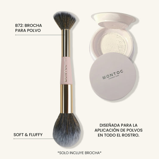 Brocha B72 Individual Doble Humide para Polvo Montoc- Brocha doble Powder Brush