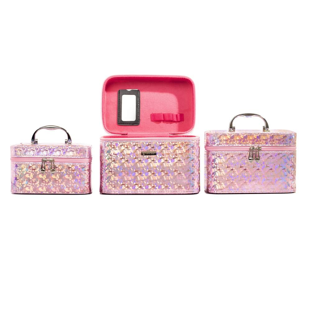 Maleta Neceser X 3 Destellos Rosa Montoc