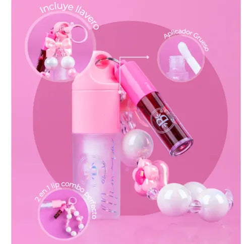 Duo Bloom Bow gloss y mini tint Bloomshell llavero