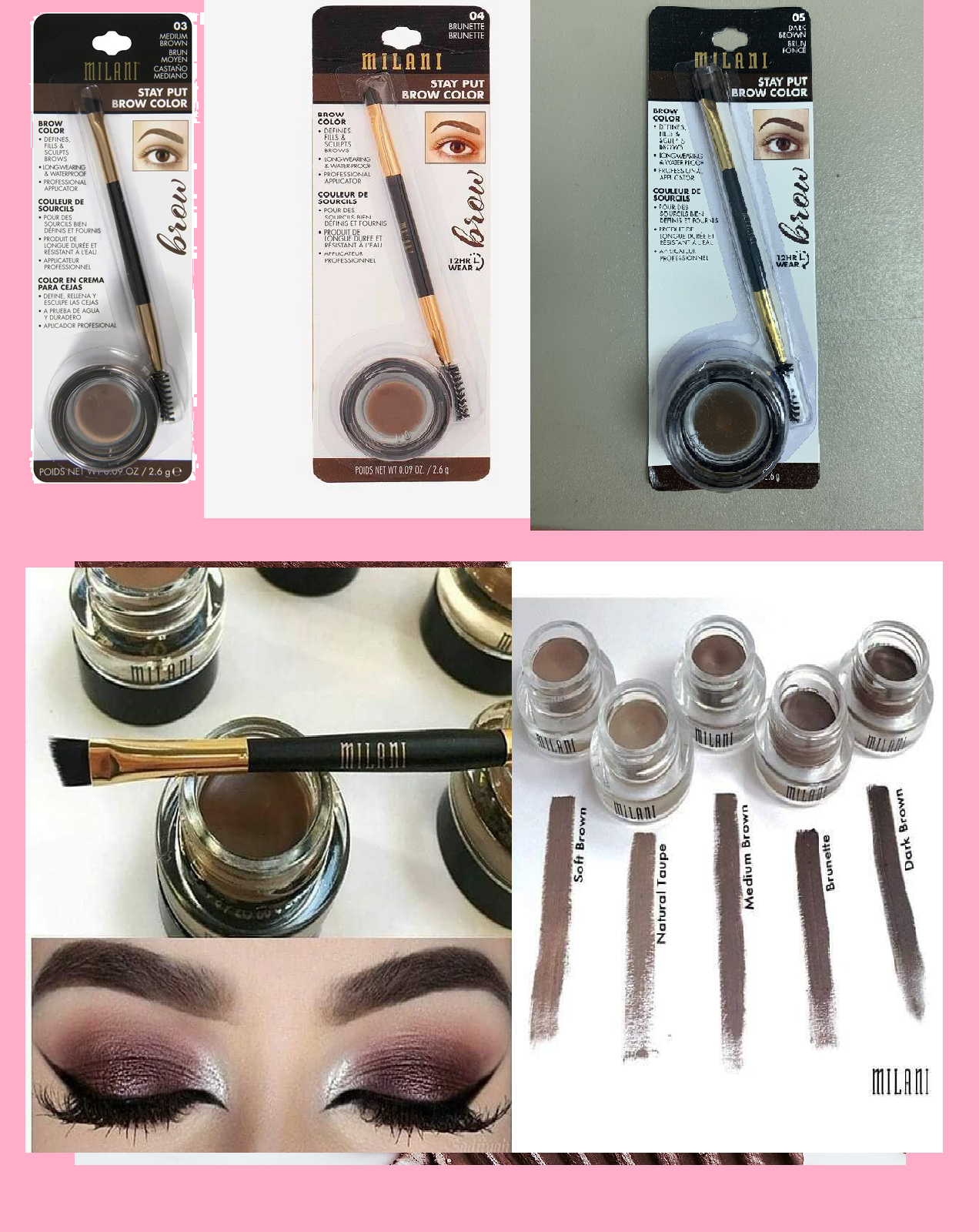 Milani betún natural en gel para cejas + aplicador