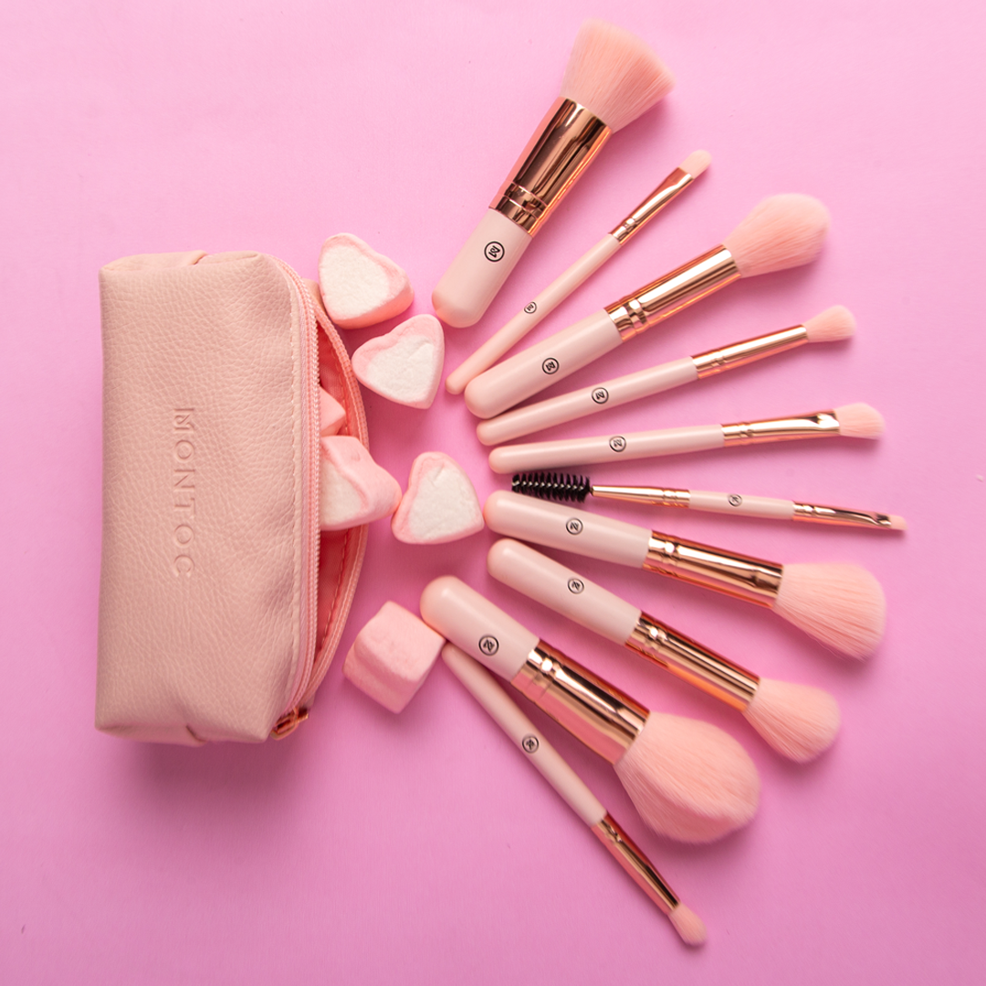 Kit De Brochas viajero rosado x10