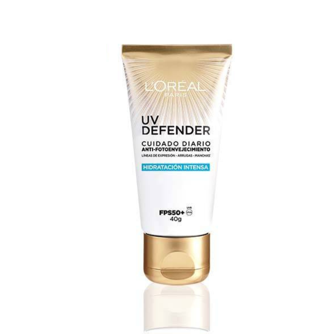 Protector Solar Uv Defender Anti- Fotoenvejecimiento FPS50+ Acido Hialuronico- Hidratación Intensa Loreal