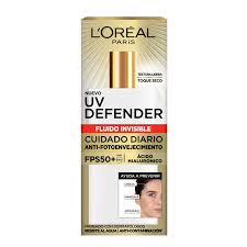 Protector Solar Uv Defender Anti-Fotoenvejecimiento FPS50+ Acido Hialuronico- Fluido Invisible Loreal