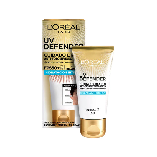 Protector Solar Uv Defender Anti- Fotoenvejecimiento FPS50+ Acido Hialuronico- Hidratación Intensa Loreal