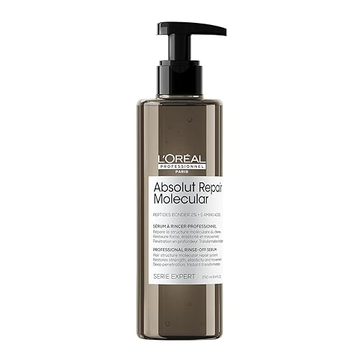 Absolut Repair Molecular Rinse Off Serum - Tratamiento de acondicionamiento profundo para todo tipo de cabello dañado, repara daños y restaura la fuerza Loreal 250ml