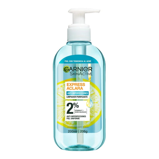 Limpiador Facial Garnier Purificante Gel Express Aclara Anti Imperfecciones Frasco x 200ml