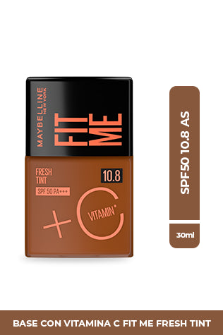 Base Fit Me Maybelline Protección solar SPF 50 + Vitamina C FIT ME FRESH TINT