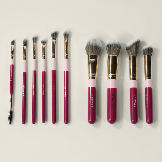Kit de brochas Fluffy: Brochas de maquillaje para rostro y ojos Montoc