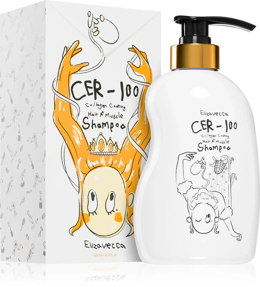 Shampoo para rizos ELIZAVECCA | CER-100 Limpieza Nutritiva con Colágeno - 500ml