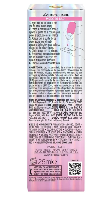 Peeling Exfoliante Glycolic Bright Loreal Anti-Manchas Renovador, 25 ml