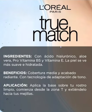 LOREAL BASE TRUE MATCH W CON PROTECCION SOLAR SPF 17 Y VITAMINA E