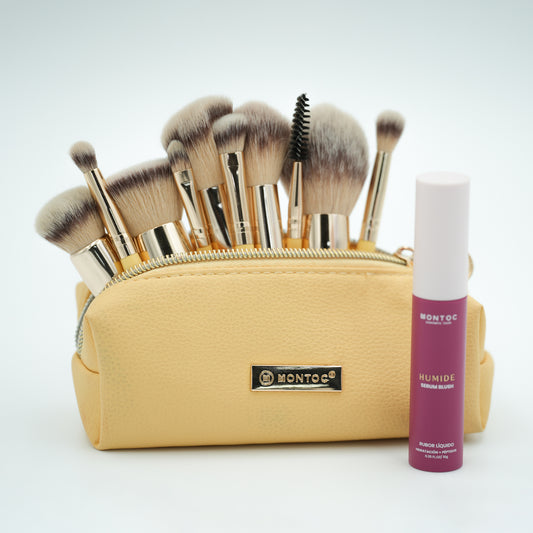 Kit amor y amistad - Brochas viajeras Montoc + Rubor Liquido Humide Serum Blush Montoc