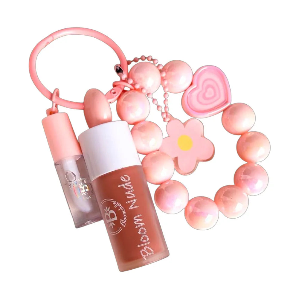 Duo nude + mini gloss hidratante – Bloomshell Llavero