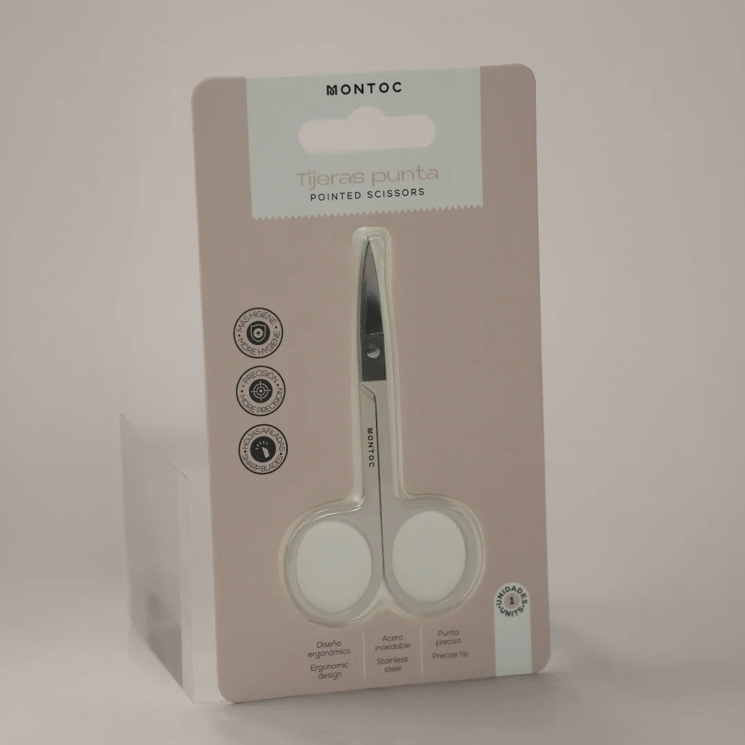 Tijera profesional de punta para cejas y vello facial Montoc