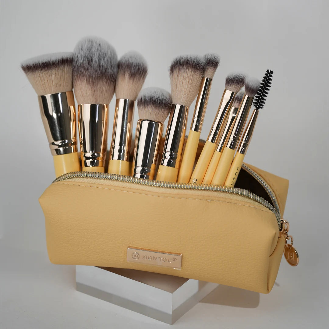 Brochas de maquillaje Kit viajero x10 limoncillo Montoc