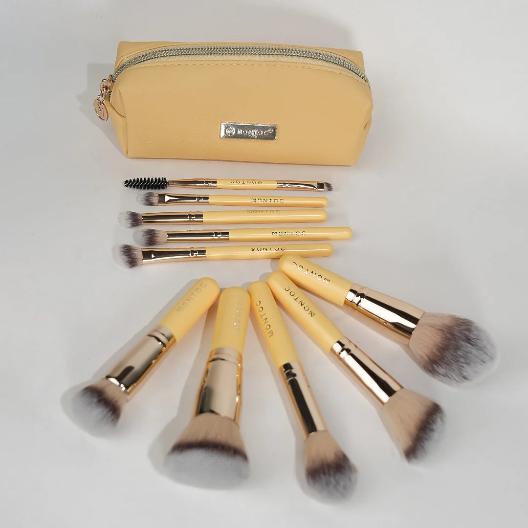 Brochas de maquillaje Kit viajero x10 limoncillo Montoc