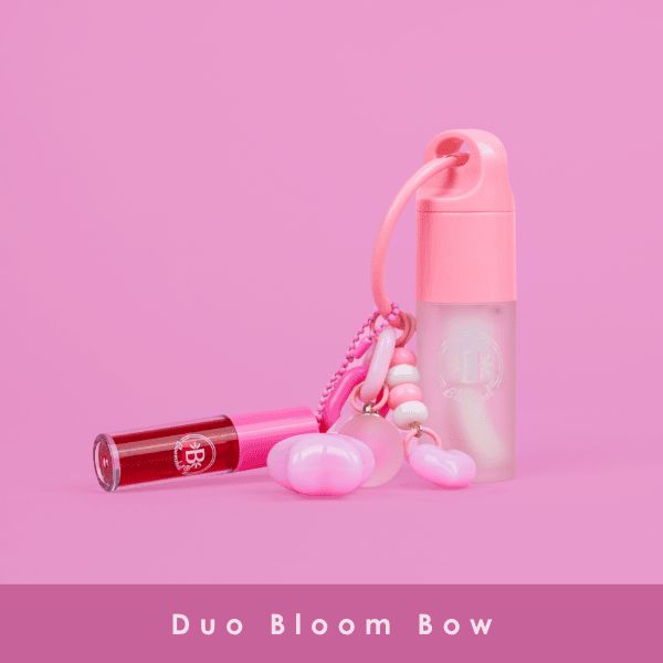 Duo Bloom Bow gloss y mini tint Bloomshell llavero