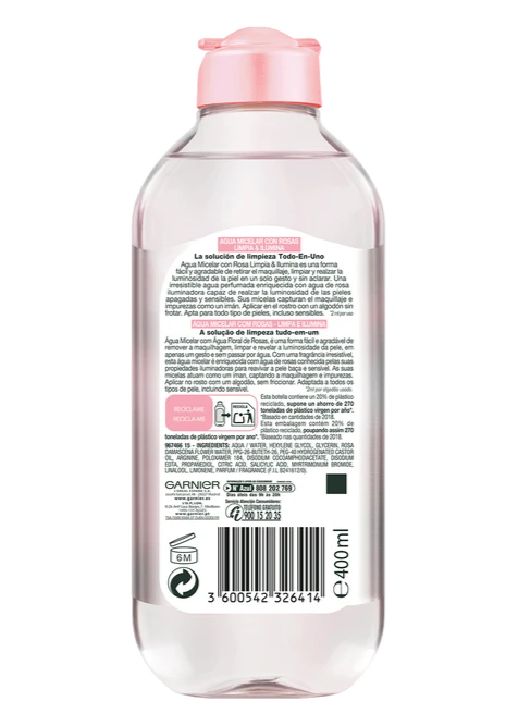 Agua Micelar Con Rosas Garnier 400 ML