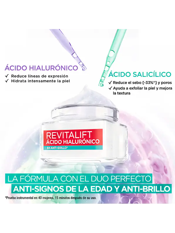Revitalift Ácido Hialurónico Gel Crema Anti brillo Loreal 50 ml