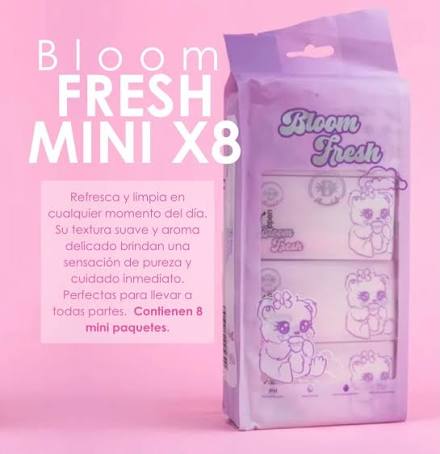 Pañitos Húmedos viajeros Bloom Fresh X 8 pack